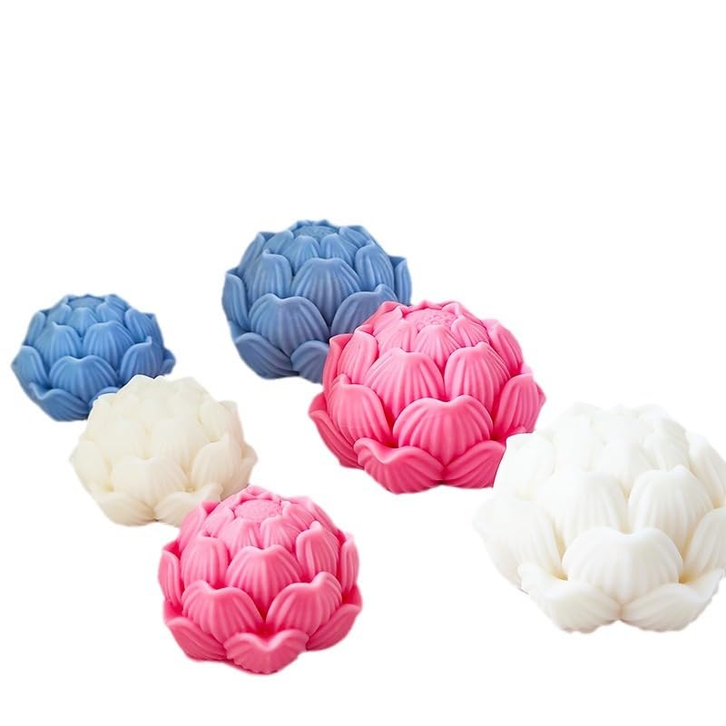 Buddhism Lotus Flower Candle Soap Silicone Mold 3D Aromatherapy Lotus Cold Drink Ice Grid Mousse Cake Decoration Mold (3)