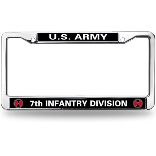 Image of 7th Infantry Division Durable License Plate Frame Veteran US Army License Plate Frame for Thanksgiving