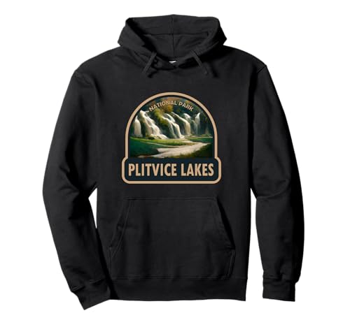Plitvice Lakes National Park Croatia Watercolor Vintage Pullover Hoodie