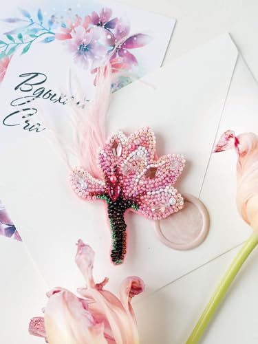 Image of Wizardi Bead Embroidery Decoration Kit - Delicate Magnolia. Colorful Beads, Beading Needles. DIY Kit. Embroidery for Beginners. Home Decor. AD-204 Abris Art