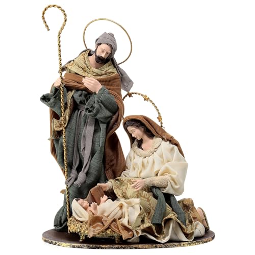 Holyart Nativity on a round base, resin and fabric, 35 cm, Christmas Symphonies
