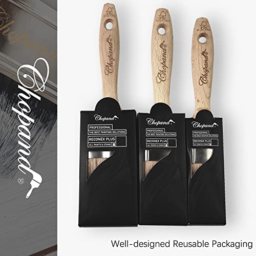 Chopand Paint Brushes Set 3 Pack (1.5", 2", 2.5") For Wall, Flat Furniture Painting Brush With Seamless Anti-Rust Ferrule Stiff Bristles, For All Home Decor Cabinets, Stencils Painting & Waxing #TOP3