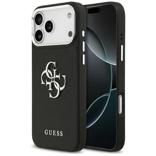 CG MOBILE Guess Grained Grand logo classique 4G Coque pour iPhone 17 Pro Max (noir)