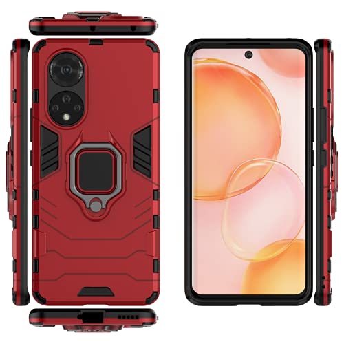 Jiajihua Case Compatible with Honor 50 5G Bracket,Compatible with Huawei nova 9 5G [Magnetic Kickstand][PC+TPU] Anti-Drop 2 in 1 Red
