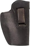 Black Inside the Waistband Clip IWB Conceal Carry Leather Gun Holster (Large, Right Hand)