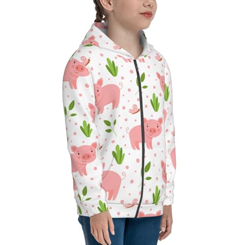 Funny Little Pigs Kid Hoodies Boys Zip Up Sweatshirts Girls Pullover with Pocket4