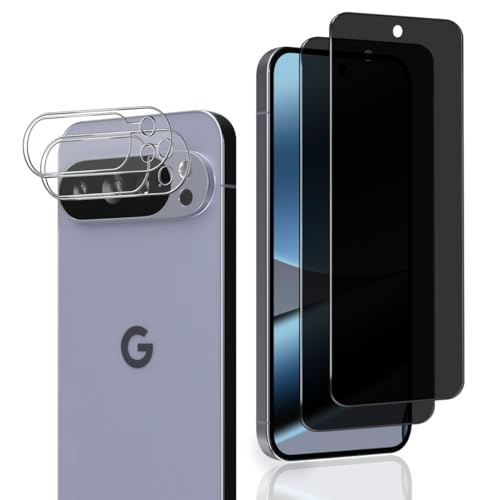 Rnnmeeko 2 Piezas Protector Pantalla Privacidad para Google Pixel 10 Pro XL y 2 Piezas Protector Lente Cámara, para Google Pixel 10 Pro XL Cristal Vidrio Templado Antiespia, Sin Burbujas