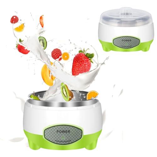 Yaourtière, Machine à Yaourt Compacte avec Contrôle de Température Constant, Récipient en Acier Inoxydable pour Yaourt Natto Fait Maison (TARSHYRY69zusfg02w-12)