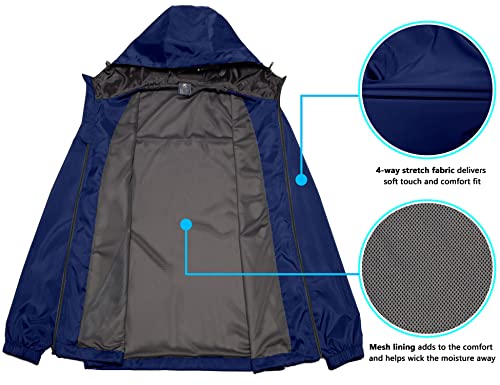 Little Donkey Andy Men’s Lightweight Breathable Hooded Windbreaker Golf Jacket Windproof Upf50+ For Running Travel Hiking Navy Size M #TOP4