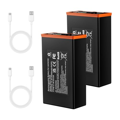 Image of 2-Pack 5000mAh Replacement Battery for Moultrie Cellular Trail Cameras - Compatible with Edge Series including Edge, Edge, Edge Pro, Edge 2, Edge 2 Pro, Features USB-C and Solar Panel Charging