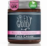 Crema facial de rosa e incienso de madera de Ilex: 100% natural, vegana, hidratante, antiedad, sin crueldad animal, sin aceite de palma, sin plástico, hecha a mano y orgánica - 60 ml