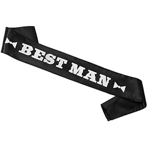BroSash "Best Man" Bachelor Party Sash - Groom to Be Ideas | Gifts Joke Favors Bachelorette Party Supplies Decorations Decor Wedding Shower Gift Bride Engagement Set for Men Bridal Parties Black Cover