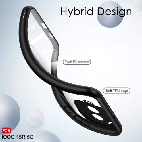 Image of TheGiftKart for iQOO 15R Case | Hard Clear Back Cover | Non-Yellowing Back | Camera & Screen Protection | Hybrid Protective Transparent iQOO 15R Back Cover (PC & TPU, Black Sides)