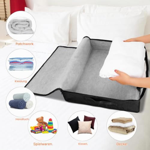 AiQInu Unterbett Aufbewahrungsbox,4 Stück Unterbettkommode mit Sichtfenster und 4 Haltegriffen 60x 45x 15 cm… – Ansicht 6
