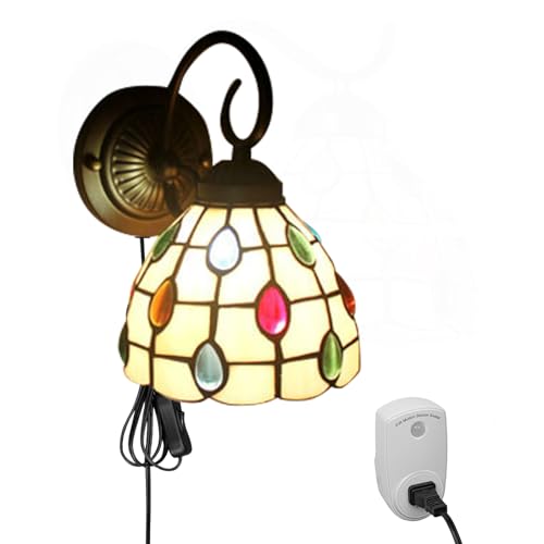 Image of Kiven Plug in Wall Lamp, PIR Motion Sensor Wall Sconce with 5.9ft Plug-in Cord, On /Off Switch, 1-Light Style Wall Lights Fixtures for Bedside Reading E26 Base