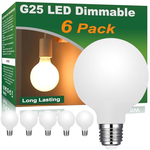 Image of Vinaco G25 LED Light Bulb Dimmable 120V 6W 2700K for Bathroom Vanity Mirror