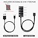 PlusRoc 12V PWM PC Fan Controller with USB Type-C Power Cable & 4-Pin 4-Way Fan Hub Splitter, DC 12V Fan Speed Controller, 8W Output(Lite)