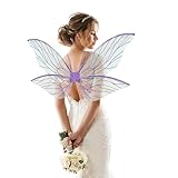 ALIBBON Fairy Wings Purple Transparent Fairy Wings Costume for Women Boys Girls, Butterfly Wings Princess Angel Elf Dress Up Accessories for Christmas Party Cosplay Costume Holiday Decorations