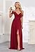 noncey Simple A-line Off The Shoulder Bridesmaid Dresses with Pockets Ruffles Split Formal Evening Party Gowns for Women Long Hot Pink 10 NO108
