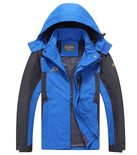 Image of Men's Rain Jacket Waterproof with Hooded Hiking Outdoor Coat Lightweight Windbreaker