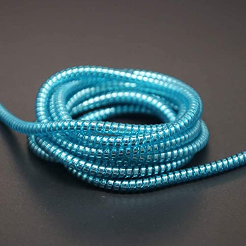 Image of Spiral Cable Protector, 150cm Cord Organizer for iPhone and Android Cables, Headphone and Charger Wire Protection Cover, Universal Device Compatible (Metallic Light Blue)
