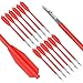YLS 6.8 inch Bowfishing Arrows Fish Hunting Plastic Shaft with Harpoon Steel Point and Safty Slides for Outdoor Bow Fishing Huntings Red 12pcs