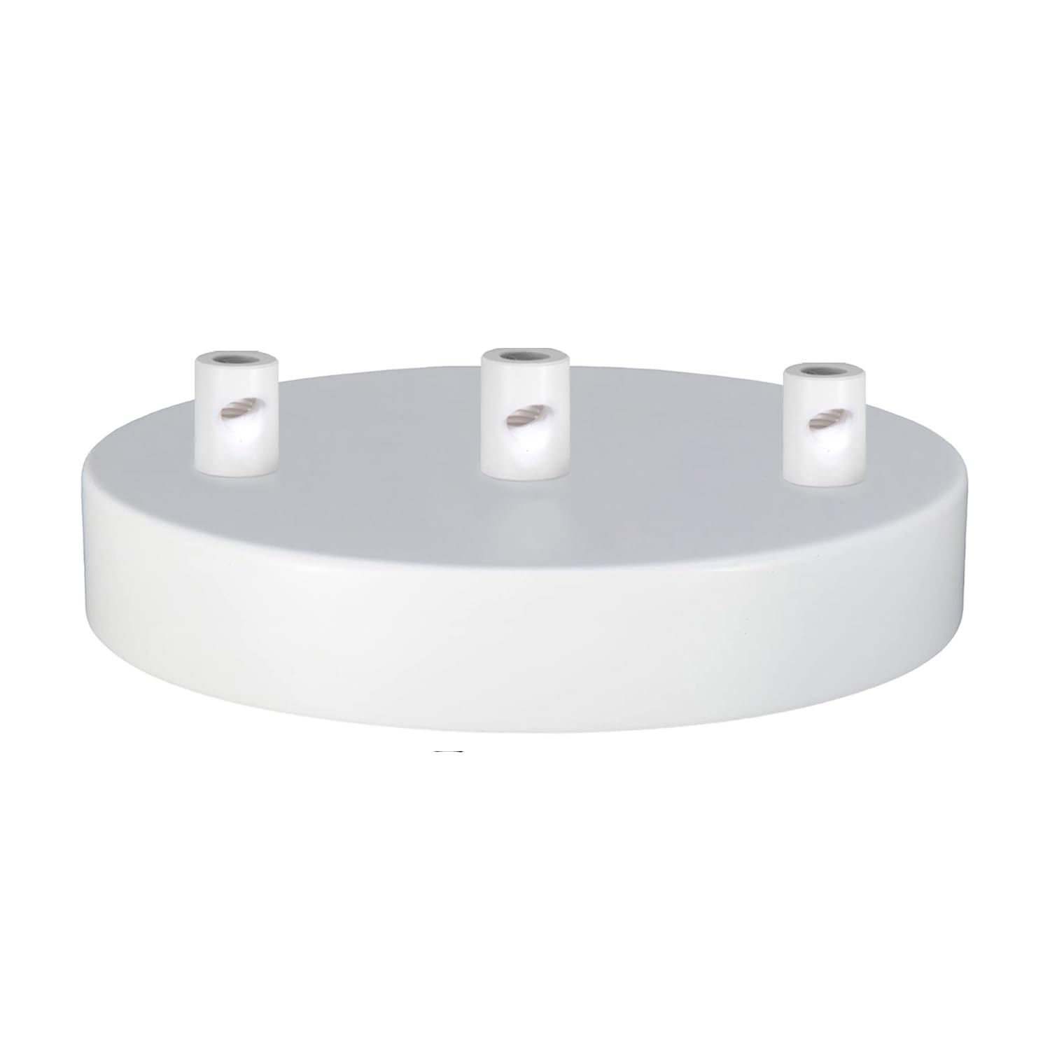 White Single Outlet Ceiling Rose 120mm Side Fitting Pendant Light Fitting Low Profile Modern Ceiling Canopy with One Cable Entry Easy Fit Electrical Rose for Home Lighting Installation (3 Outlets) — image 1