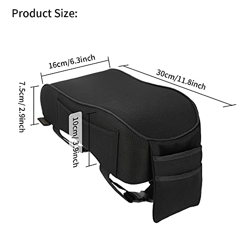 Lingsfire Car Armrest Cushion Car Center Console Armrest Cover Memory Foam Car Middle Console Cover Soft Breathable Car Armrest Cushion Pad With Phone Holder Storage Bag Fit For Most Car, Black #TOP5