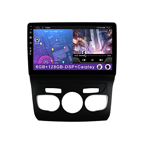 Cesuny Autoradio avec écran tactile 10" pour Citroën C4 C4L DS4 (2013-2016) avec GPS GPS - Caméra de recul 6 Go + 128 Go + micro DSP + Carplay - Compatible BT5.0 - Rétroviseur gauche/WiFi/WC Cover