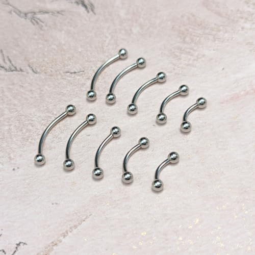 10pcs Curved Barbells for Eyebrow Lip Daith Rook Helix Septum Bridge Belly Bar Piercing 16G Stainless Steel 6mm 8mm 10mm