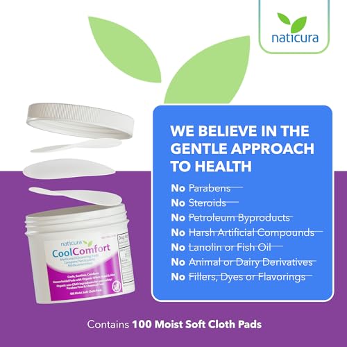 Naticura 001138 Coolcomfort Personal Cleansing Pads With Organic Witch Hazel And Aloe Vera - All-Natural And Fast Acting Wipes thumb #5