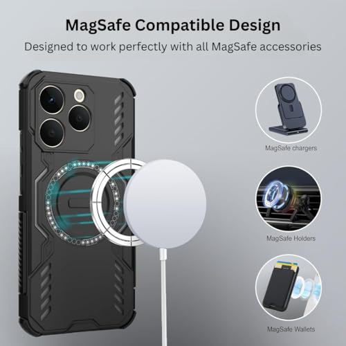 Image of Back Cover Case for Realme 15T 5G | 360 Protection Mobile Phone Case Mag-Safe | Camera Protection | Back Cover for Realme 15 T 5G / Realme 15T 5+G - Black TPU+PC