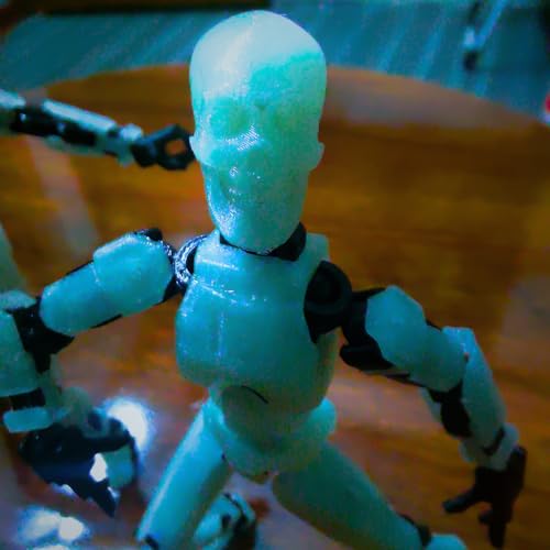 Image of TADCraft DIY Dummy 13 Action Figure Glow in the Dark Skull Head with Glow in The Dark Spear | Fully Articulated Posable Robot Toy for Collection & Photography