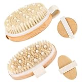 AKONE Trockenbürste Lymphdrainage 2 Stück, Wildschweinborsten Bürste, Massagebürste Körper, Peeling Cellulite Bürste, Verbessern Sie Die Durchblutung, 11cm Runde HandBademassagebürste
