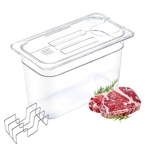 Zertylre Sous Vide Container 6L with Lid & Stainless Steel Sous Vide Rack Detachable Dividers Separator Compatible with Anova Anova Nano Joule Instant Pot Sous Vide Cookers (6L)
