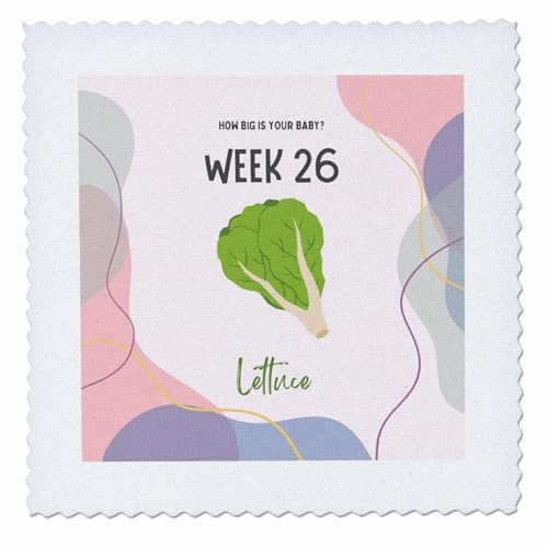 3dRose Image of Lettuce How Big is Your Baby Week 26 - Quilt Squares (qs-388478-10)