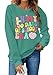 HQP Teacher Sweatshirt for Women: In My 100 Days of School Era Sweatshirts Teach Long Sleeve Pullover Tops Green