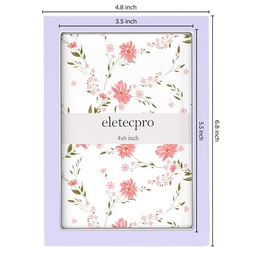 Image of eletecpro 4x6 Enamel Picture Frame Set of 2 with Real Glass Cover, Cute Photo Frame with Silver Metal Edge, Horizontal and Vertical Display Pictures 4 by 6 for Tabletop and Wall Decor, Purple