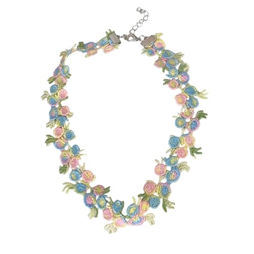 XAGMODSHN Vintage floreale pizzo ricamo fiore ciondolo collare collana elegante stratificazione catena Neckwear per le donne, 31cm-40cm,...