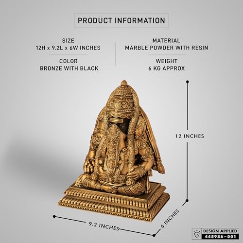 Image of SILAII Pillayarpatti Karpaga Vinayagar Sculpture - Sacred Wish-Granting Ganesha Idol for Home & Pooja Room (Antique Bronze, 1 FEET)