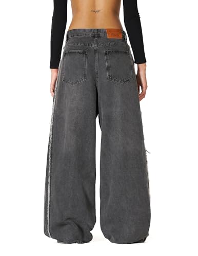 Aelfric Eden Mens Jeans Fringe Line Wide Leg Vintage Jean Y2k Hip Hop Baggy Trousers Unisex Streetwear Casual Denim Pants2