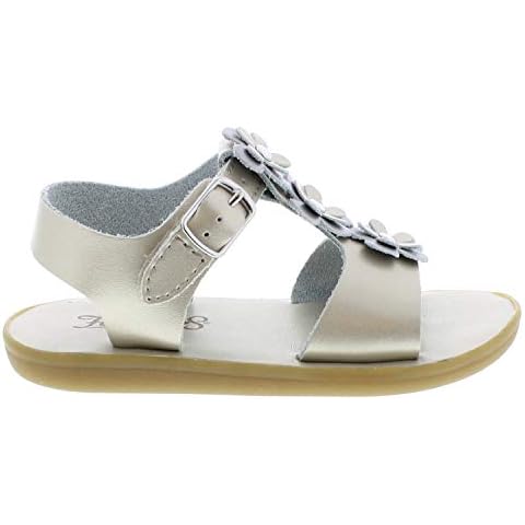 FOOTMATES Jasmine and Eco-Jasmine Waterproof Sandals for Girls and Boys with Slip-Resistant, Non-Marking Outsole and Strap Closure, Soft Gold Micro - 3 Infant (0-12 months) Cover