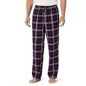 Amazon Essentials Men's Flannel Pajama Pant, Navy/Red Plaid, Large
