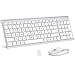 Produktbild iClever GK15 Tastatur Maus Set Kabellos, 2.4G Funkmaus und Tastatur, Kugelförmigen Tastenkappe, Ultraslim Wiederaufladbare Tastatur, QWERTZ Deutsches Layout für PC/Laptop/Computer/Smart TV (Silver)