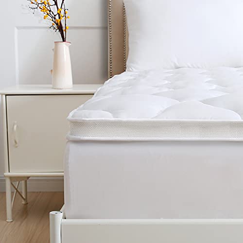 Young bird Air Flow Breathable Mesh Mattress Pad Dual Layer Mattress Protector Quilted Fitted Mattress Topper with 8-21 Deep Pocket Mattress Cover