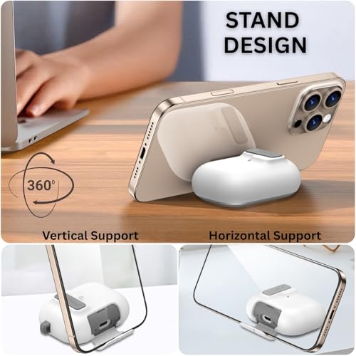 Image of Oboe Aegis Case 'Compatible with' Apple Airpods Pro 3 Case Full Protection Cover with Phone Stand, Magnetic Lock & Keyring (White) [AIRPODS & Charging CASE NOT Included]
