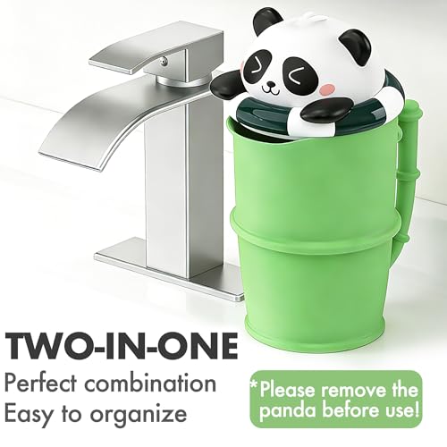 Image of Baby Bath Rinse Cup with Panda Bath Toy for Rinsing Hair, Wide Curved Opening Gentle Waterfall Rinser with Easy Grip Handle to Toddler Tear-Free (32OZ)