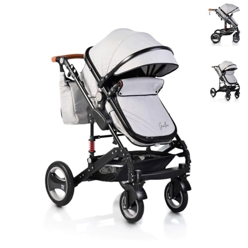 Moni Kinderwagen Gala Tragetasche Sportsitz umbaubar Wickeltasche Sitz umkehrbar hellgrau