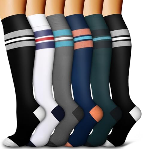 Image of Bluemaple 6 Pack Copper Compression Socks for Women and Men Circulation-Best Support for Medical, Running,Nursing,Athletic