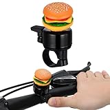 Healvian Timbre de Bicicleta Forma de Hamburguesa, Timbre de Hierro Resistente, Accesorio para Bicicleta de Montaña y Scooter, Sonido Claro para Uso en Exteriores, Instalación Fácil